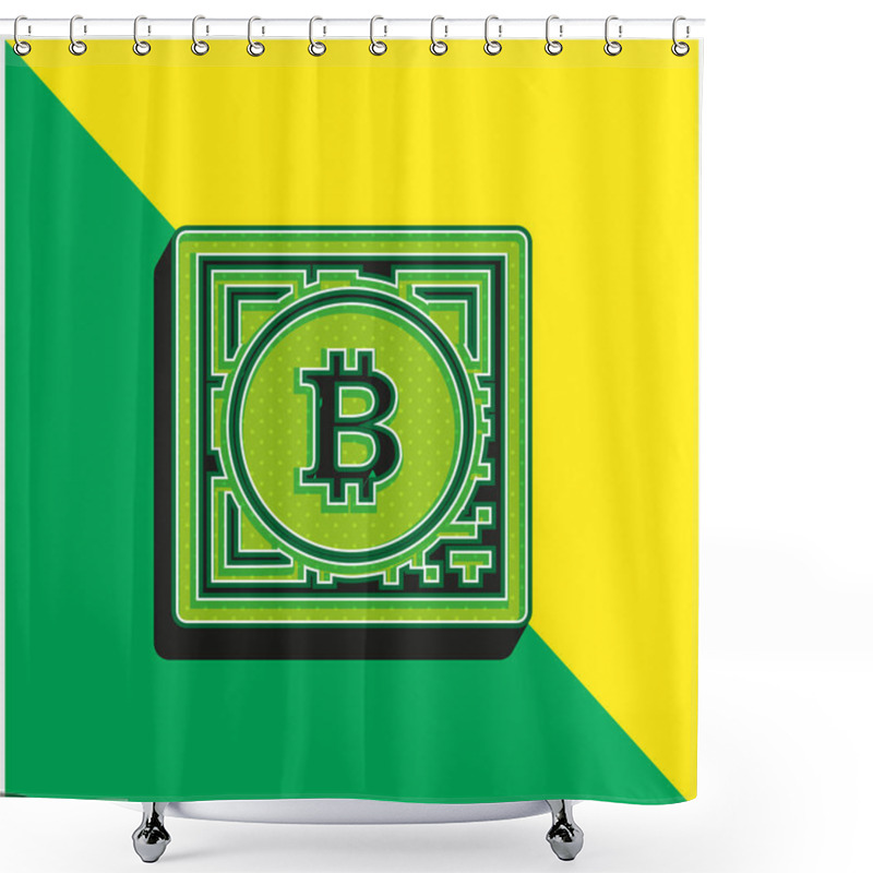 Personality  Bitcoin With Qr Code Interface Commercial Symbol Of Money Green And Yellow Modern 3d Vector Icon Logo Shower Curtains