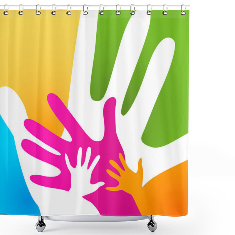 Personality  Children And Adults Hands Together Shower Curtains