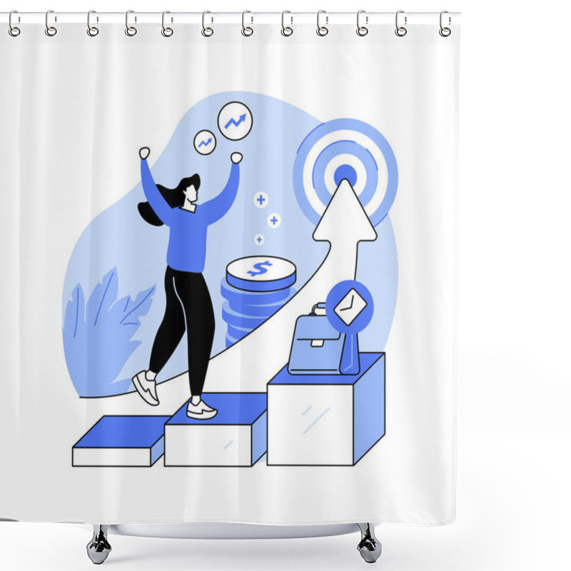 Personality  Getting Promoted Isolated Cartoon Vector Illustrations. IT Company Worker Got A Job Promotion, Career Development, Smiling Employee In Office, Setting A Goal, Successful Working Vector Cartoon. Shower Curtains