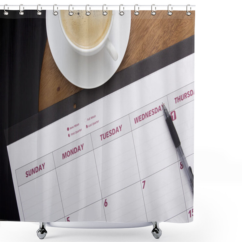 Personality  Office Calendar Planner On The Coffee Table Shower Curtains