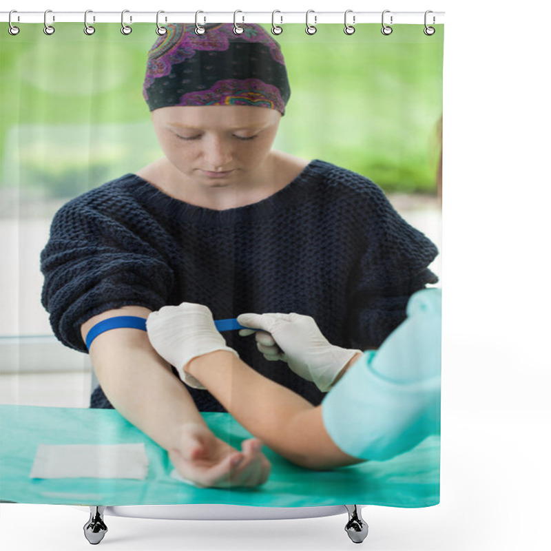 Personality  Woman Suffering From Leukemia Shower Curtains