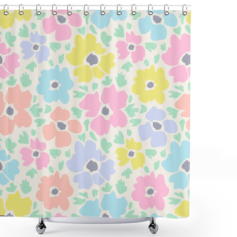 Personality  Seamless Pattern With Hand Drawn Flowers Shower Curtains