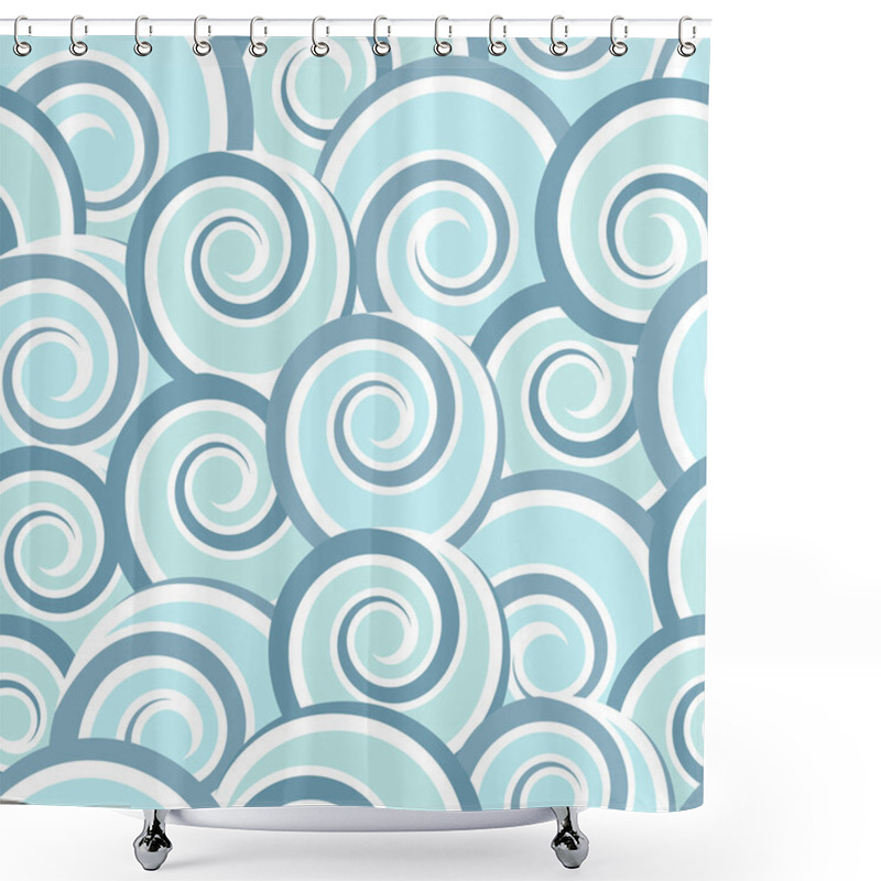 Personality  Blue Abstract Seamless Pattern With Swirls Shower Curtains