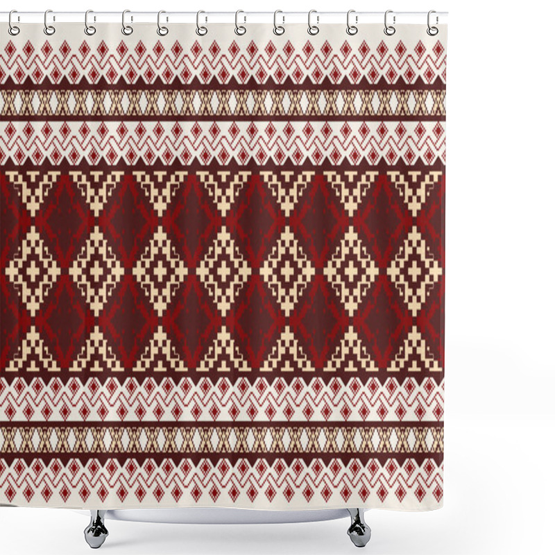 Personality  Ethnic Pattern Seamless, Geometric Design ,Aztec Embroidery Border Seamless Patterns.ethnic Design,  Pattern Art Wallpaper Background, Design For Fabric, Curtain, Carpet ,geometry Seamless Pattern Shower Curtains