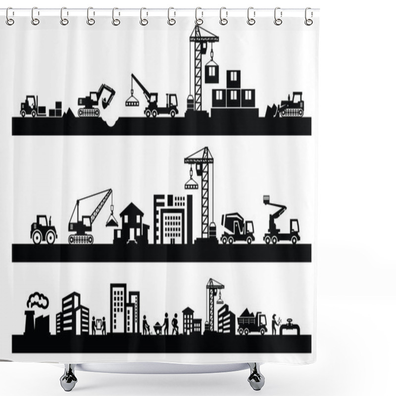 Personality  Construction Icons Shower Curtains