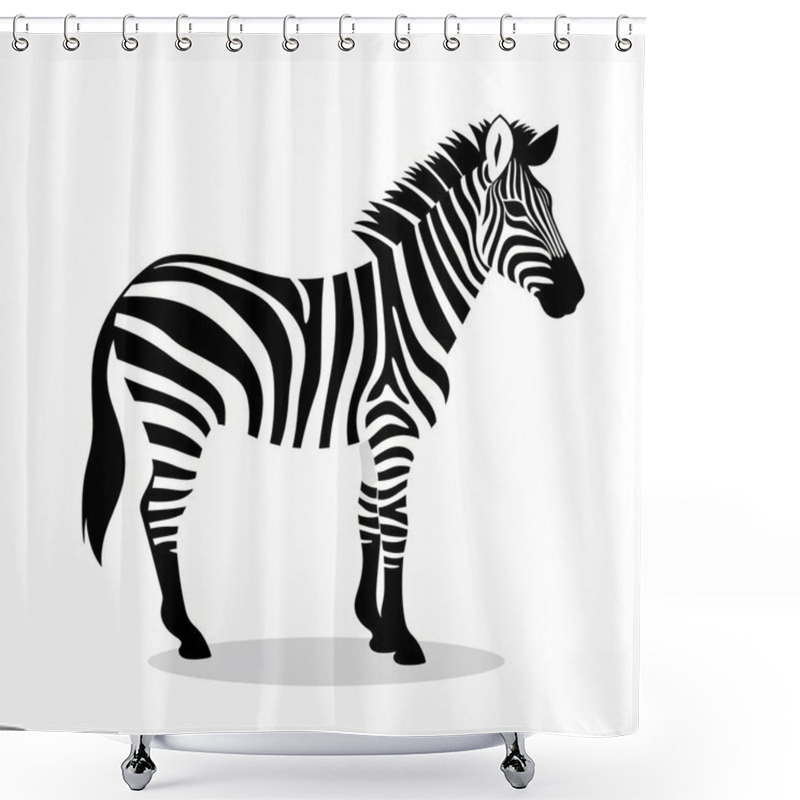 Personality  A Graceful Zebra Stands Tall, Showcasing Its Striking Black And White Stripes Against A Minimalist Background. Shower Curtains