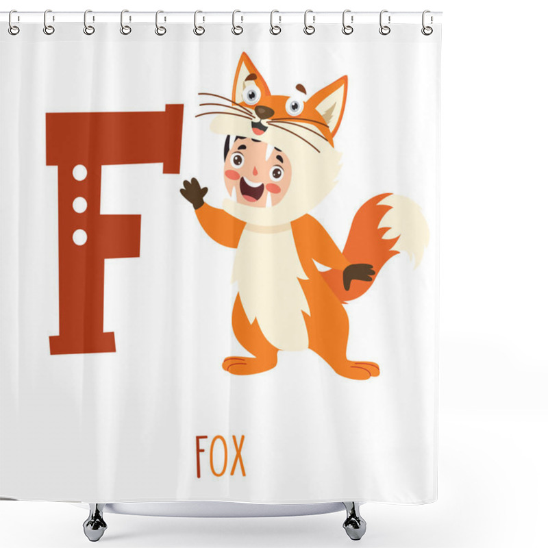 Personality  Character In Animal Costume Showing Alphabet Letter Shower Curtains