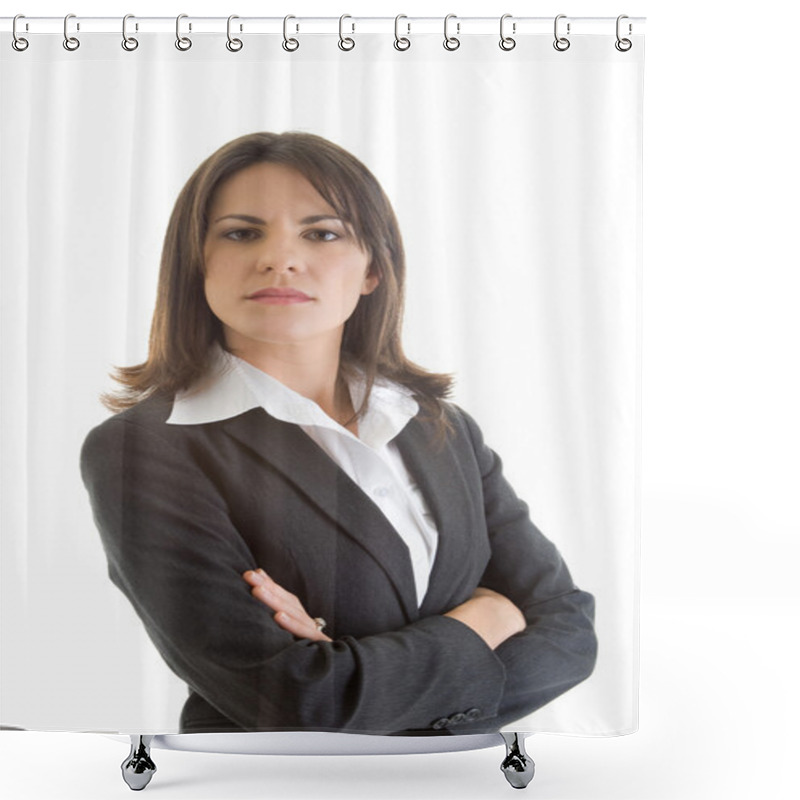 Personality  Confident Business Woman, Arms Crossed, Isolated Shower Curtains