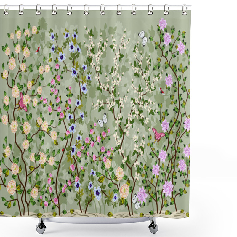 Personality  Delicate Floral Bouquet, Hand-drawing Style, Card, Invitation Shower Curtains