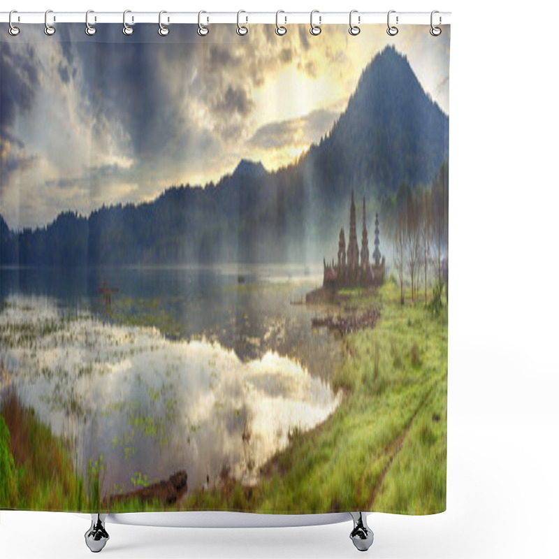 Personality  Tamblingan Lake. Bali Shower Curtains