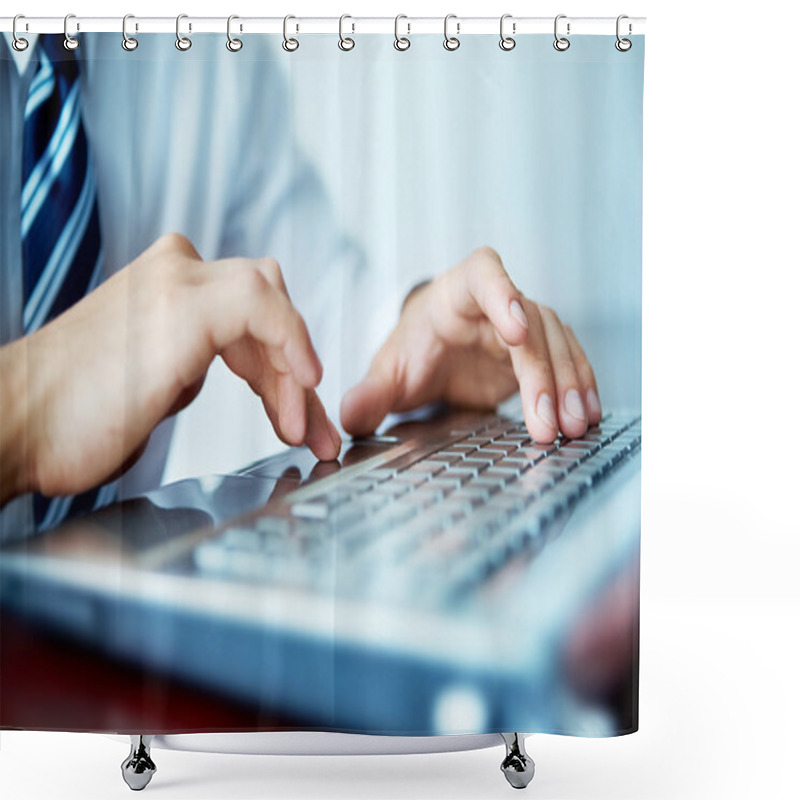 Personality  Businessman Typing Shower Curtains