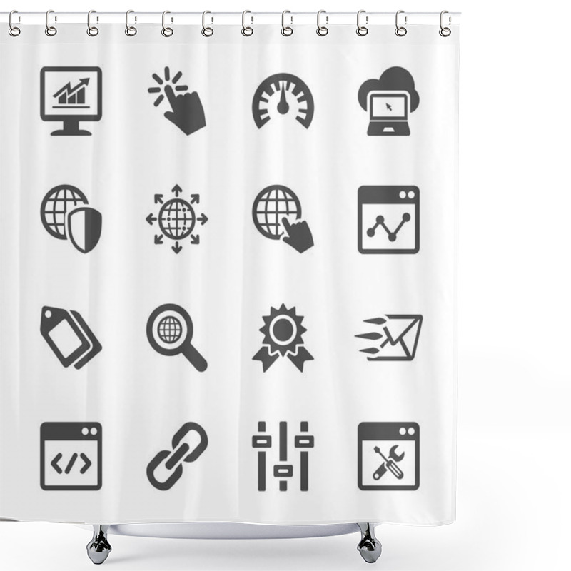 Personality  Network And Search Engine Optimization Icon Set, Vector Eps10 Shower Curtains