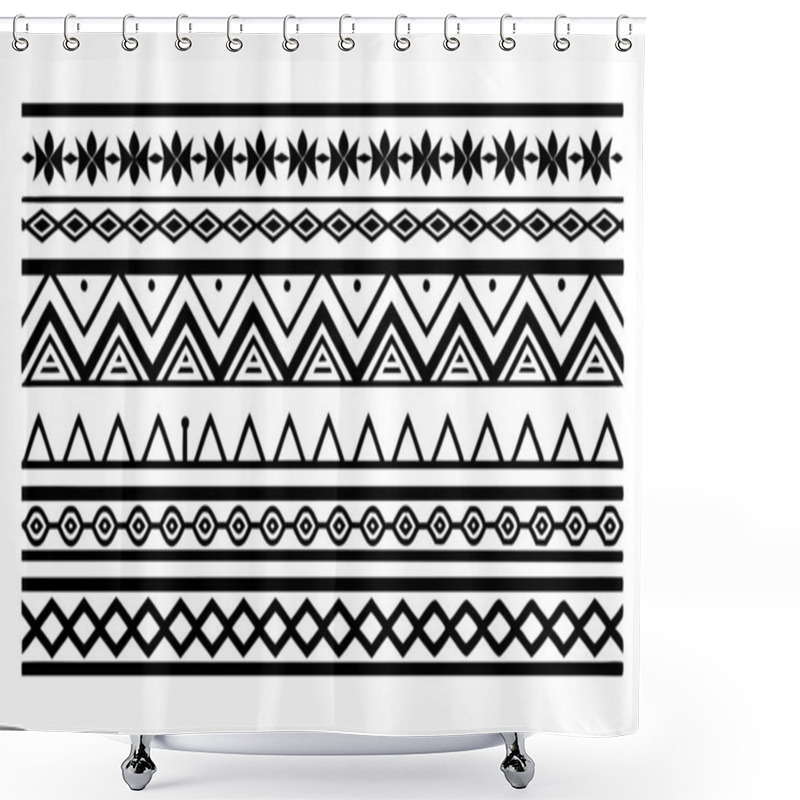 Personality  Hand Drawn Border Ethnic For Fabric Patterns Vector Illustration Shower Curtains