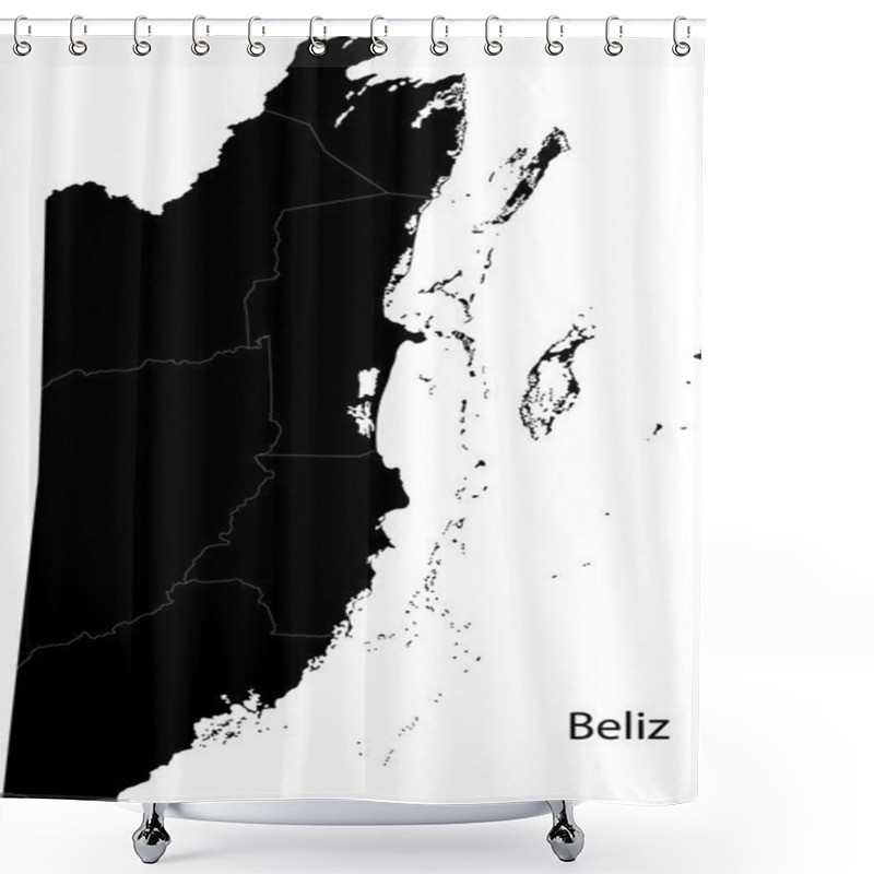 Personality  Black Belize Map Shower Curtains