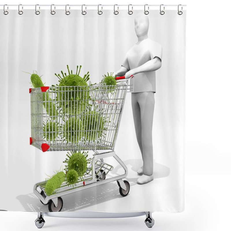 Personality  Shopping Cart Full Of Germs Shower Curtains