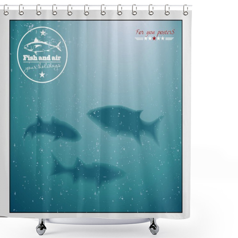 Personality  Fishing Background, Silhouettes Of Fish Under Water Shower Curtains