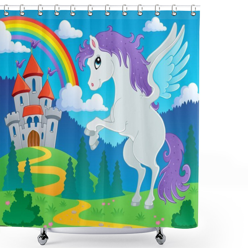 Personality  Fairy Tale Pegasus Theme Image 2 Shower Curtains