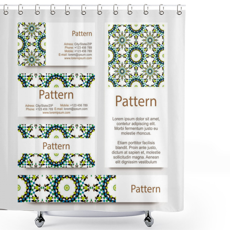 Personality  Business Cards Pattern With Islamic Morocco Ornament. Includes Seamless Pattern Shower Curtains