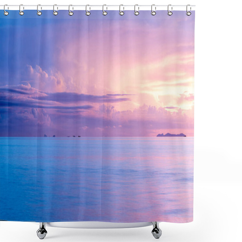 Personality  Rain Clouds Over Beautiful Tropical Pastel  Beach Seascape In Summer Season Shower Curtains