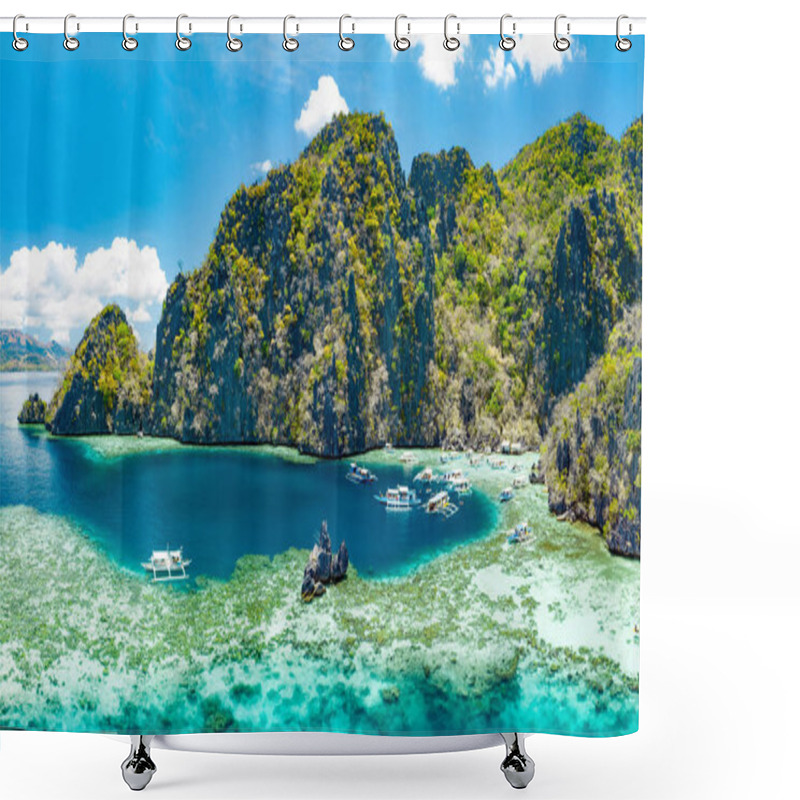 Personality  Panoramic Landscape Of Coron Island In Philippines Shower Curtains