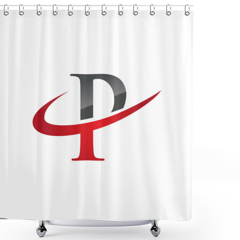 Personality  P Red Initial Company Swoosh Logo Shower Curtains