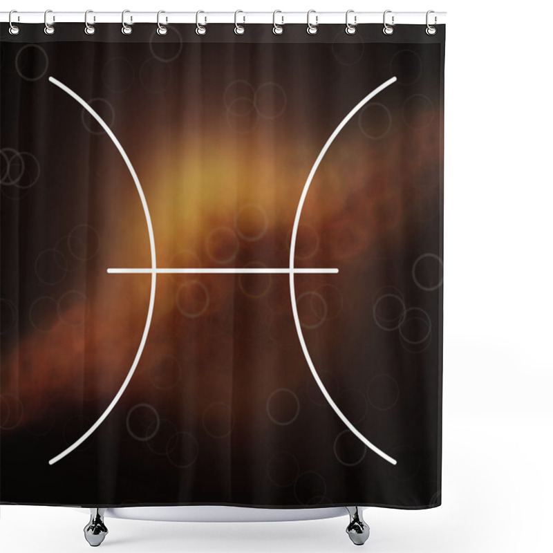 Personality  Zodiac Sign - Pisces. White Thin Line Astrological Symbols On Blurry Colorful Abstract Background. Shower Curtains