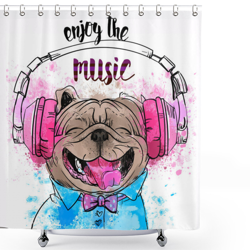 Personality  Cute Portrait Of A Dog Shower Curtains