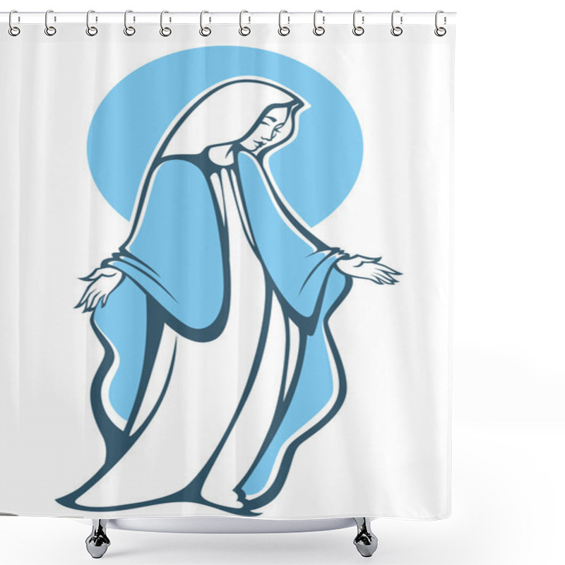 Personality  Blessing Virgin Mary, Vector Illustration Shower Curtains