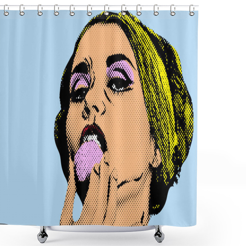 Personality  Pop Art Comic Style Woman, Retro Poster Shower Curtains