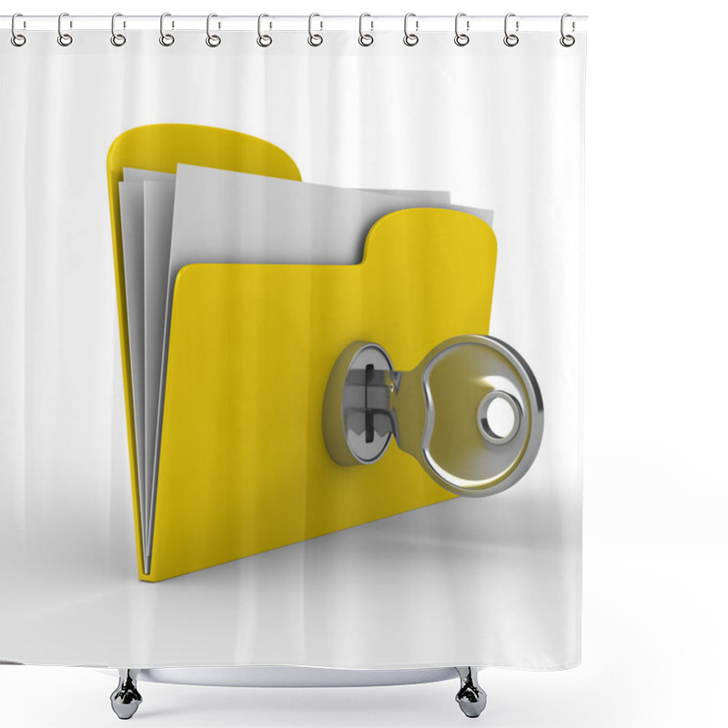 Personality  Yellow Computer Folder With Key Shower Curtains