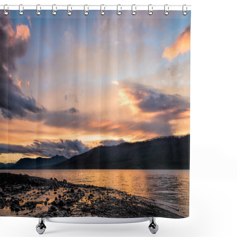 Personality  Sunset At Lake McDonald Shower Curtains