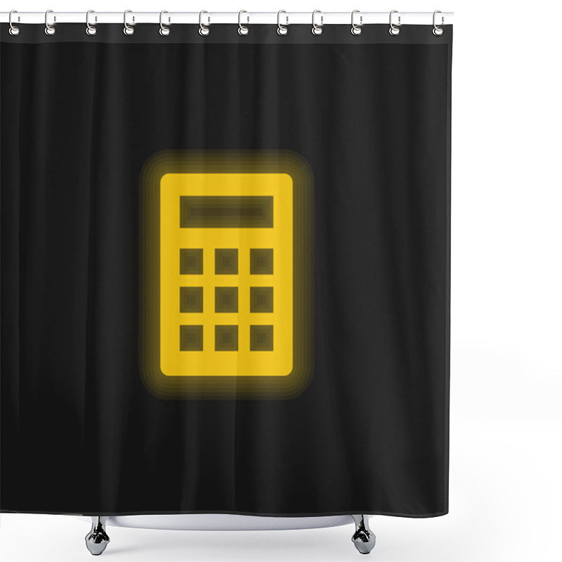 Personality  Basic Calculator Yellow Glowing Neon Icon Shower Curtains