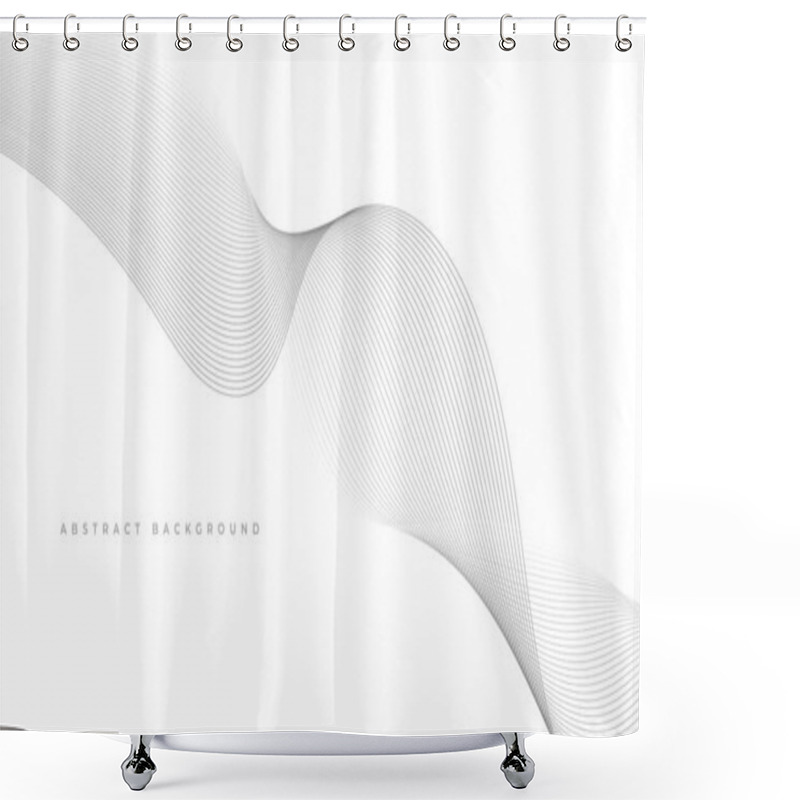 Personality  Grey Wavy Lines On White Abstract Background. White And Gray Vector Illustration With Particles Wave Stripes. Shower Curtains