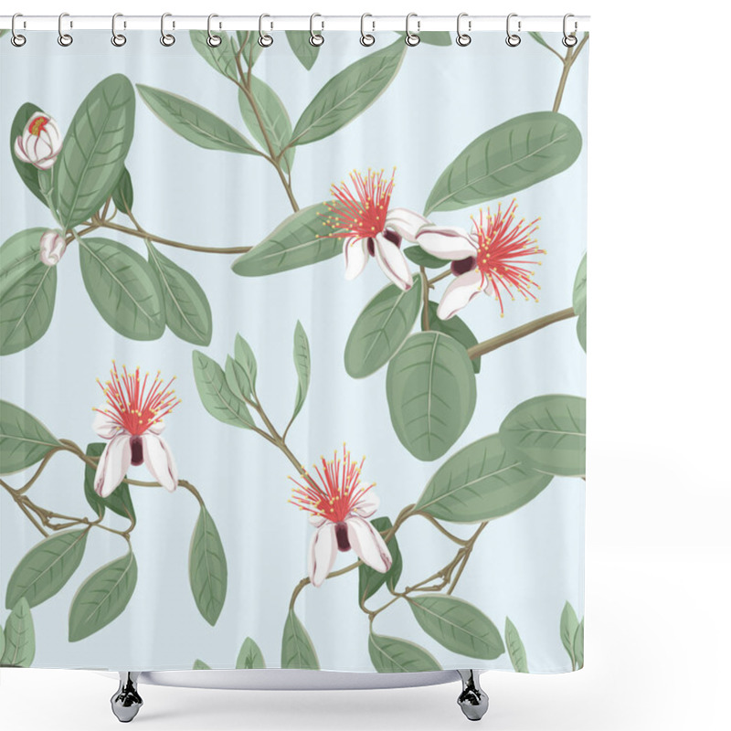 Personality  Seamless Pattern, Background With Floral Pattern With Feijoa Blooming Flowers. Shower Curtains