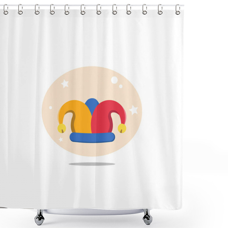 Personality  Joker Cap Flat Icon Design Element Shower Curtains