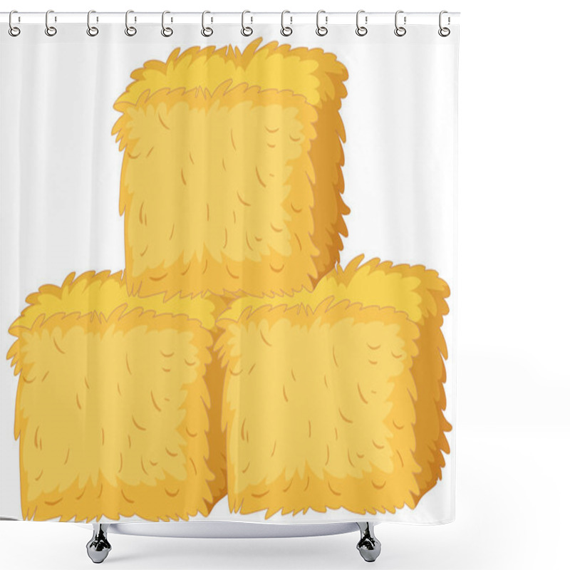 Personality  Bales Of Straw On White Background Illustration Shower Curtains