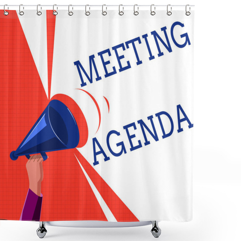 Personality  Writing Note Showing Meeting Agenda. Business Photo Showcasing An Agenda Sets Clear Expectations For What Needs To A Meeting Shower Curtains