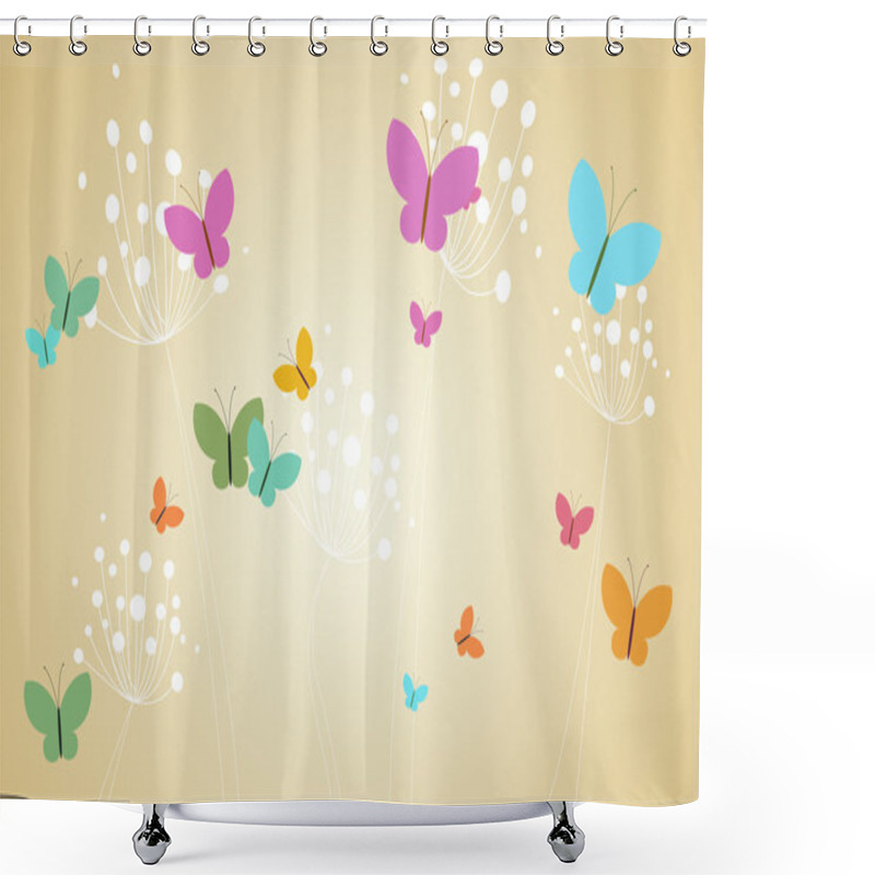 Personality  Dandelions And Butterflies Shower Curtains