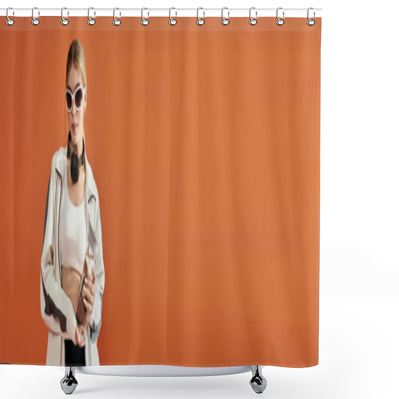 Personality  A Stunning Athlete Exhibits Passion And Style Against A Vibrant Backdrop, Embodying Strength. Shower Curtains