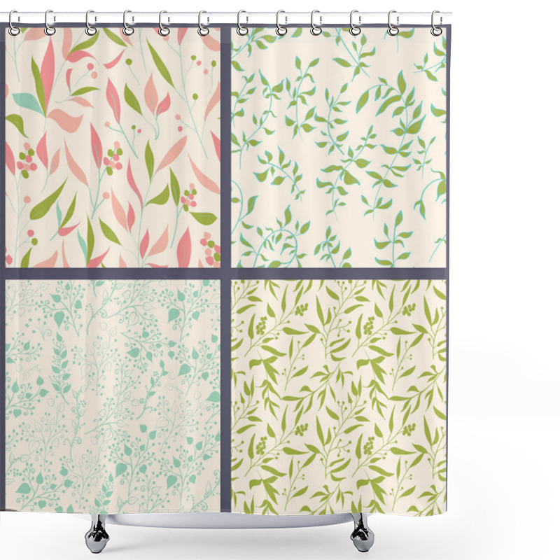 Personality  Set Of Floral Seamles Patterns. Shower Curtains