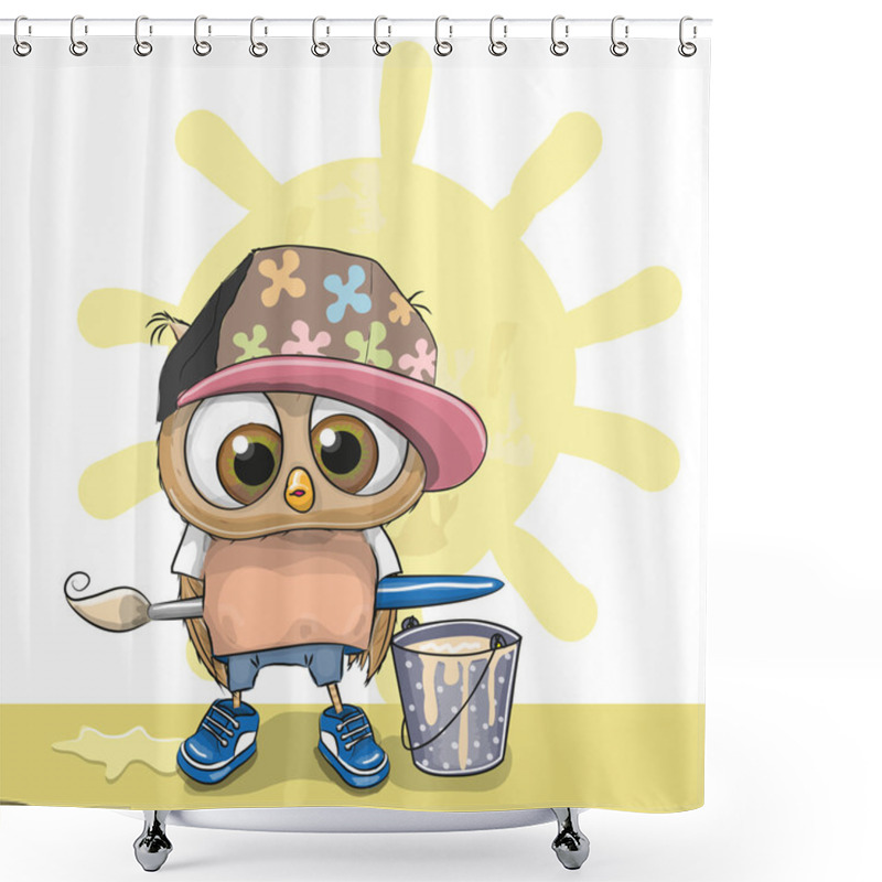 Personality  Cute Artist Owl Shower Curtains