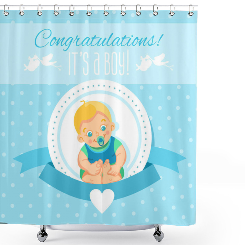 Personality  Template For Baby Shower,it's Boy Shower Curtains