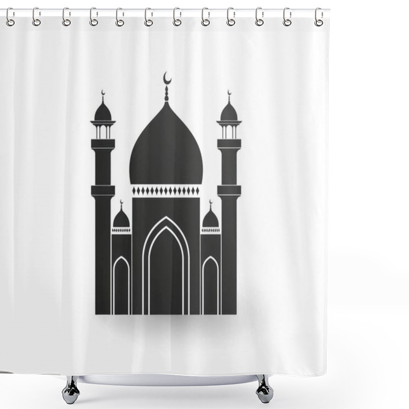 Personality  Silhouette Of An Ornate Mosque With Domes And Minarets, Ideal For Cultural Themes. Shower Curtains