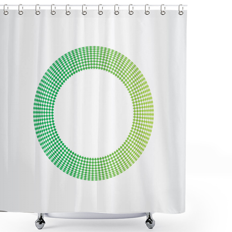 Personality  Abstract Green Circle Background With Squares Shower Curtains