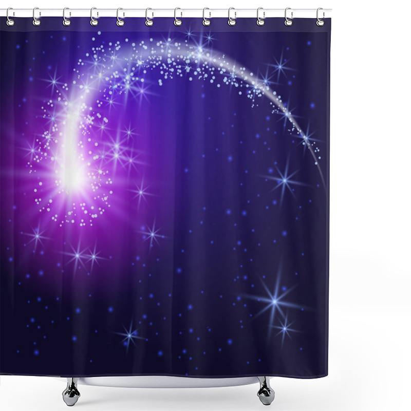 Personality  Flying Comet And Glowing Stars Shower Curtains