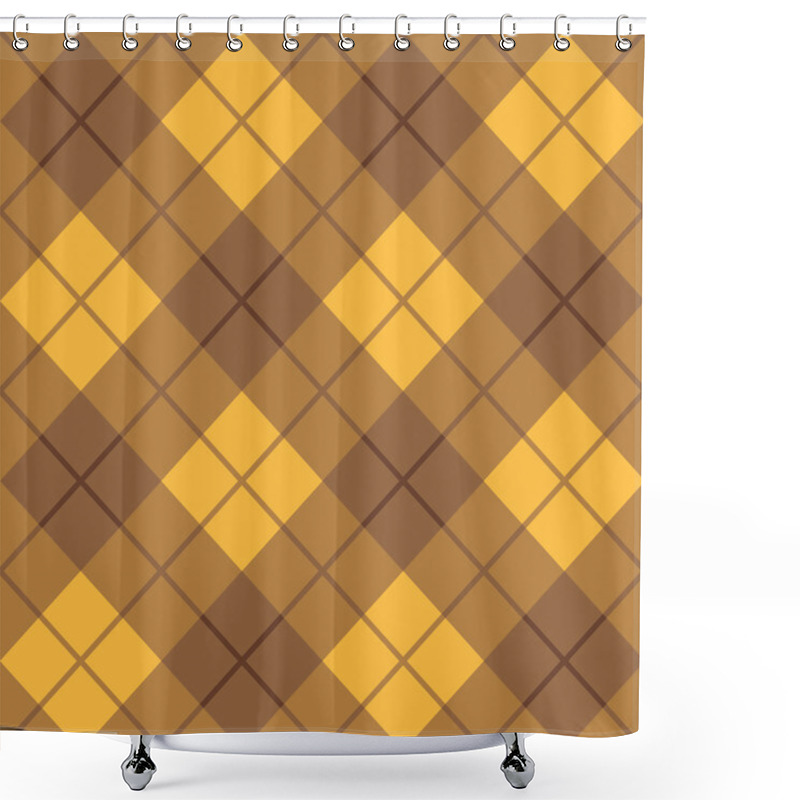 Personality  Bias Plaid Pattern In Brown And Yellow Shower Curtains