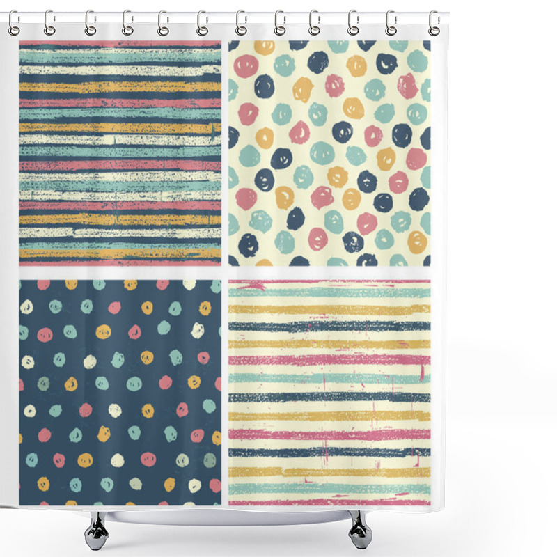 Personality  Set Of Four Bright  Seamless Patterns Shower Curtains