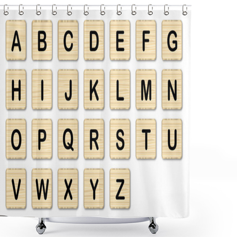 Personality  Wooden Alphabet Letters Shower Curtains