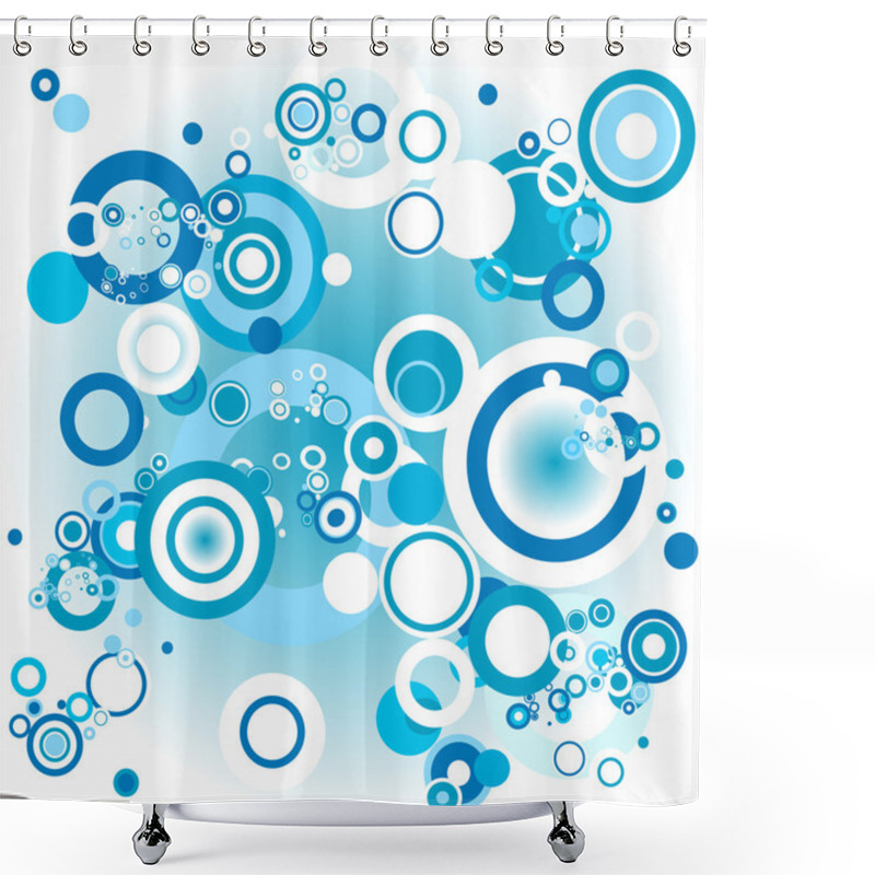 Personality  Blue Retro Circles Shower Curtains