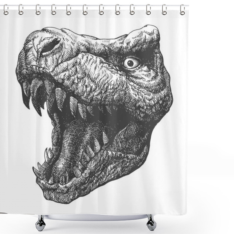 Personality  Tyrannosaurus Dinosaur . Hand Drawn. Vector Eps8 Shower Curtains